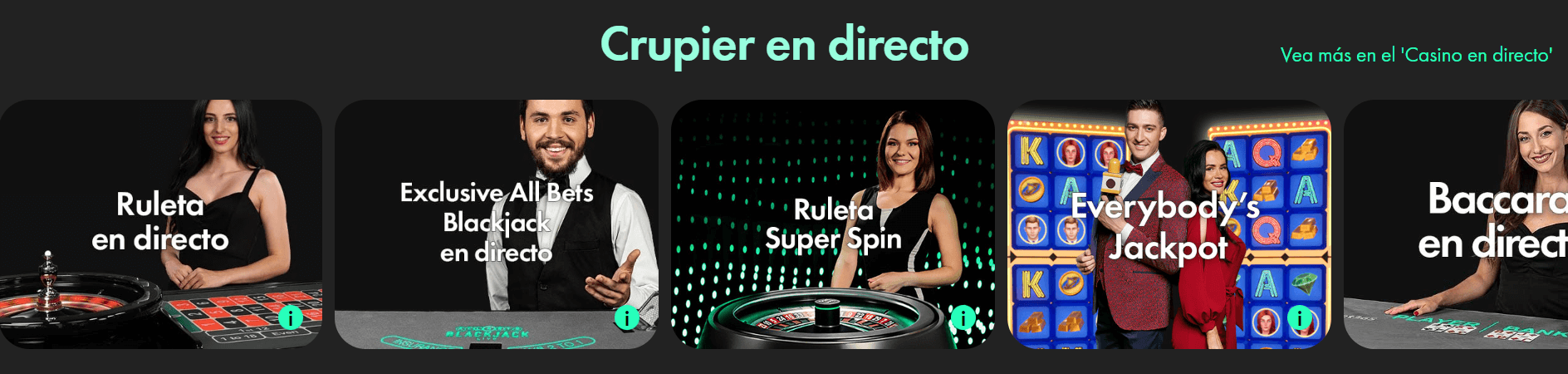Mesas del casino en vivo que ten&iacute;a Bet365 en Ecuador