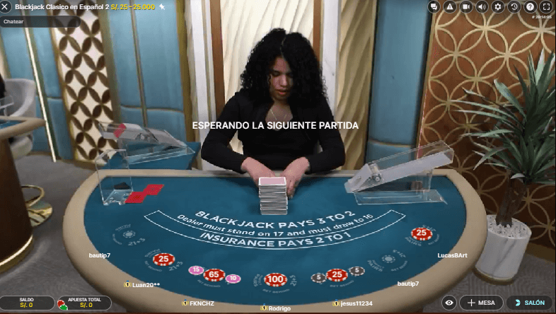blackjack en el casino en vivo de betano