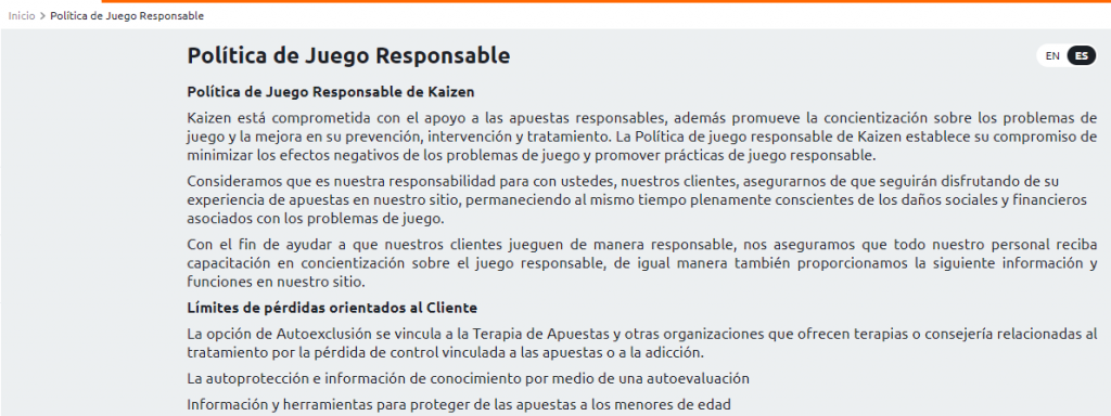 Política de juego responsable en el sitio web de Betano