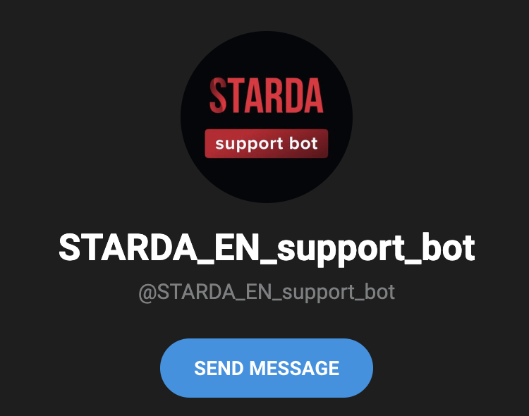 Bot de soporte Telegram de Starda en inglés