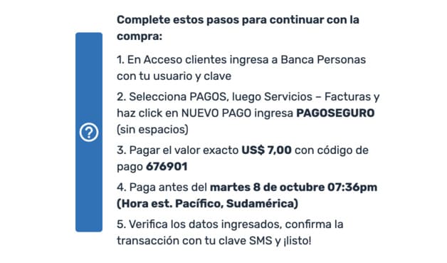 Depósito local por medio de PagoSeguro