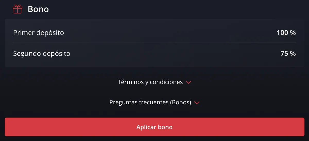 Bono de bienvenida de casino de Starda con el porcentaje del primer y del segundo depósito